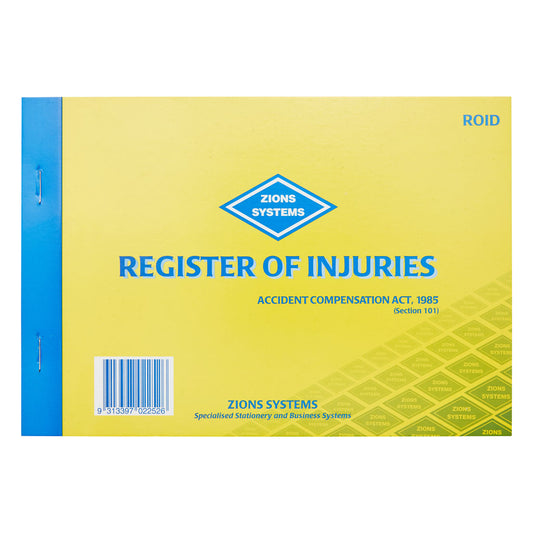 Register of Injuries Pad Duplicate 25pp 11401065