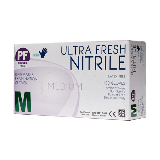 Nitrile Gloves Disposable Medium 100 Box - Wide - Student First Aid