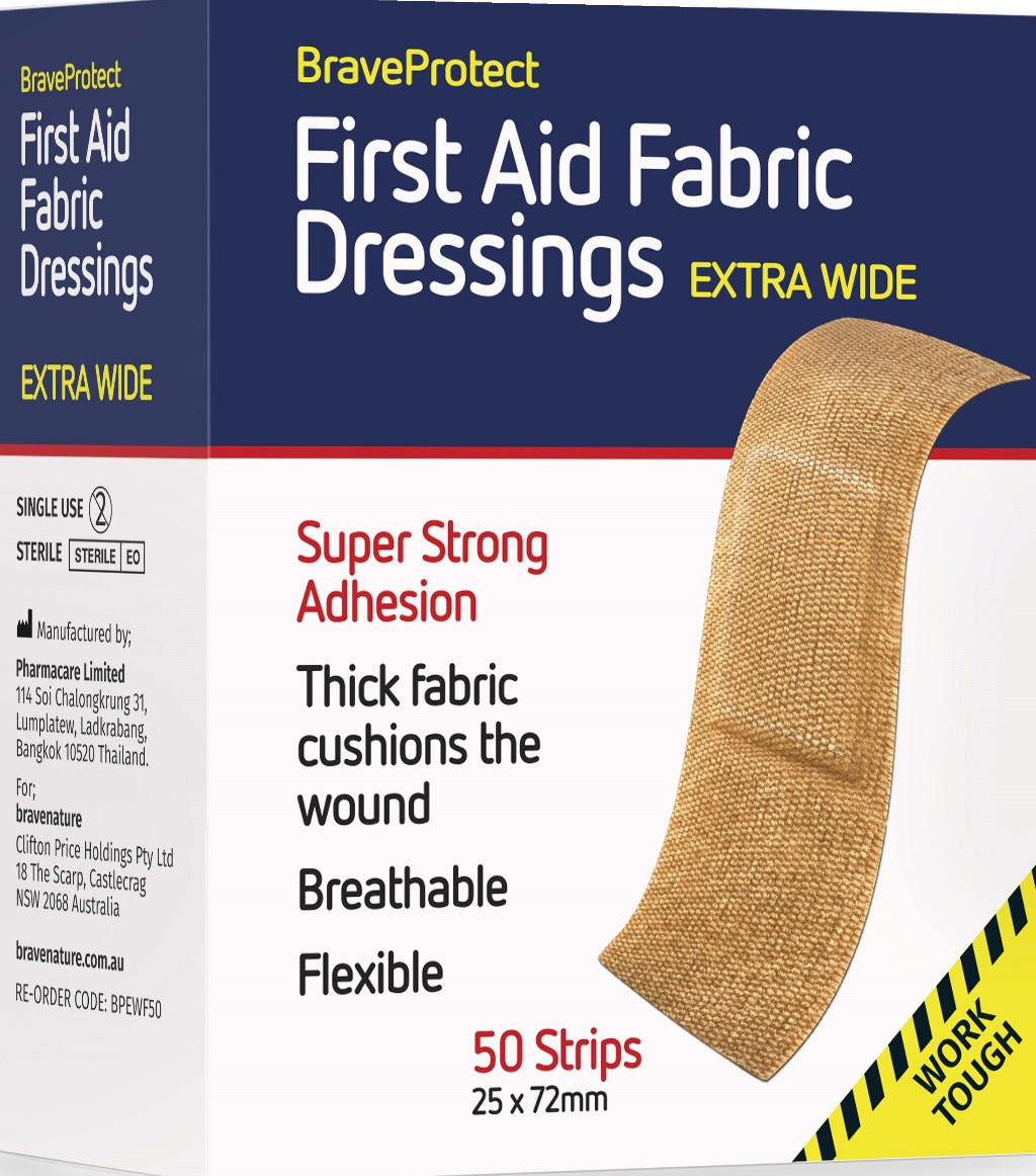 Fabric Dressing Strips Extra Wide 2.5cm x 7.2cm (50) 10202002
