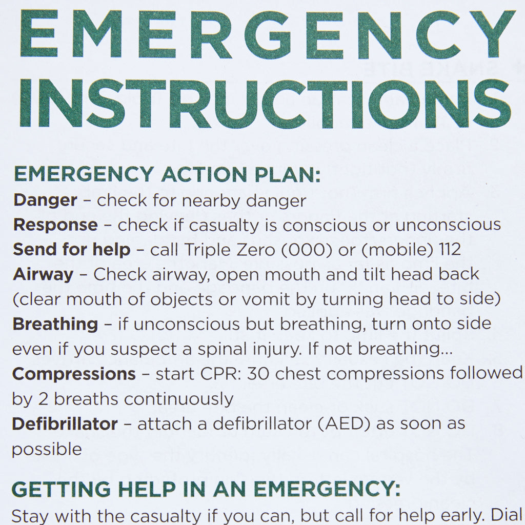 First Aid Instruction Sheet 11401010