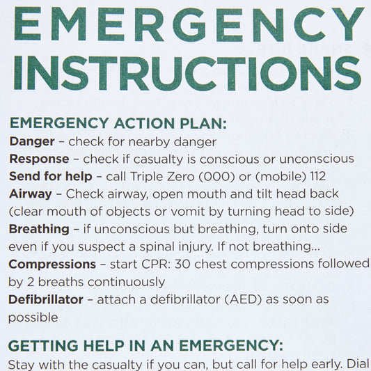 First Aid Instruction Sheet 11401010