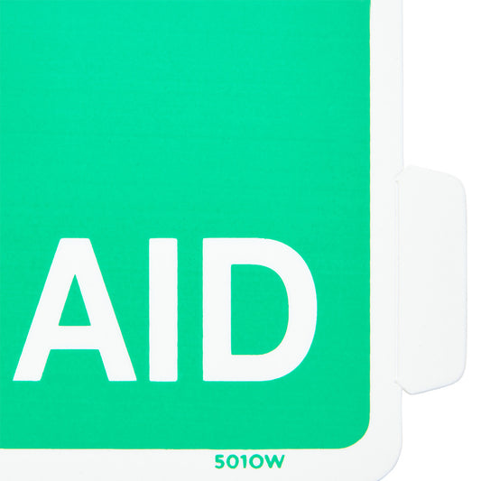 Student first aid off-wall sign detail