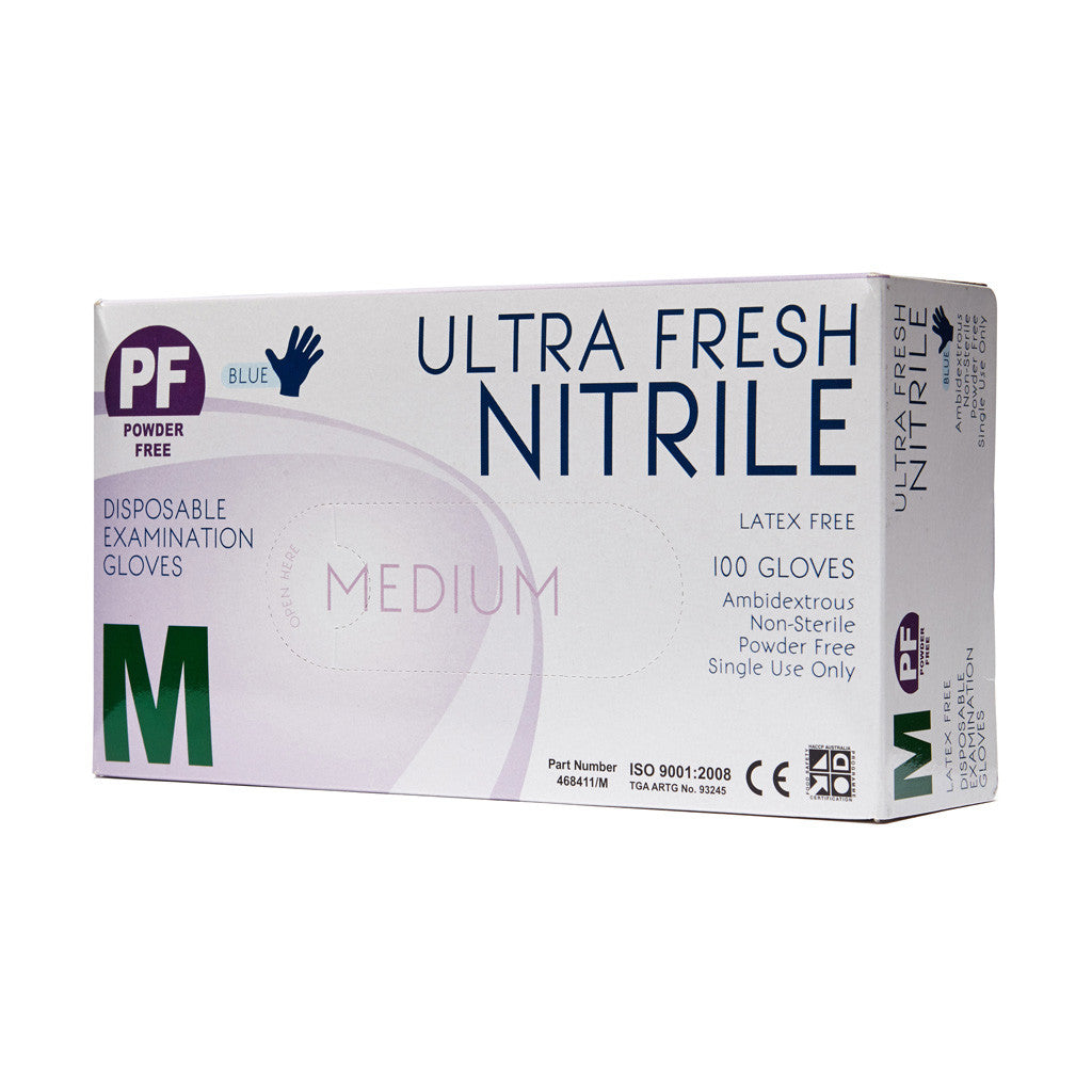 Nitrile Gloves Disposable Medium 100 Box - Wide - Student First Aid